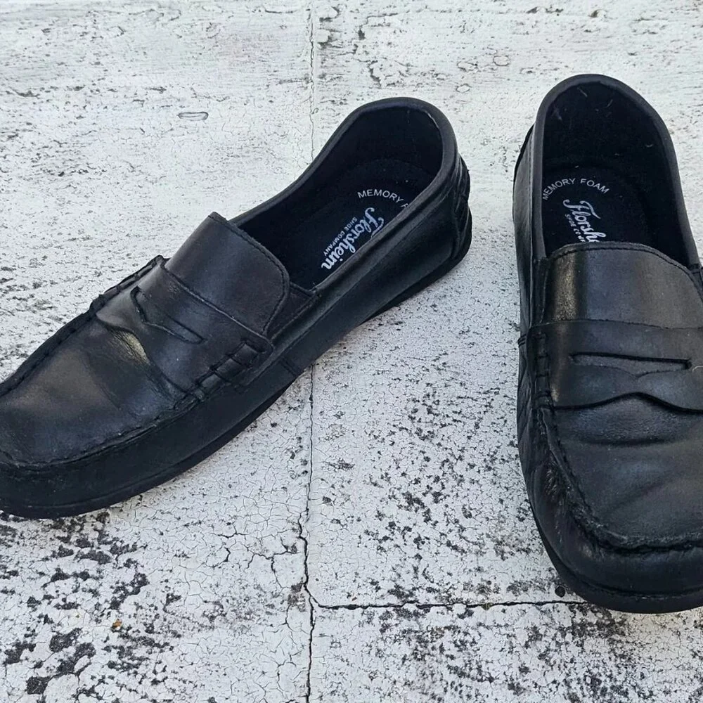 Florshiem Kids Shoes Black Leather Upper Slip On Loafer Size 6M